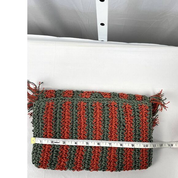 NWOT! BOHO Woven Raffia Clutch Purse by Universal Thread Orange/Green 10x7 - Picture 7 of 7
